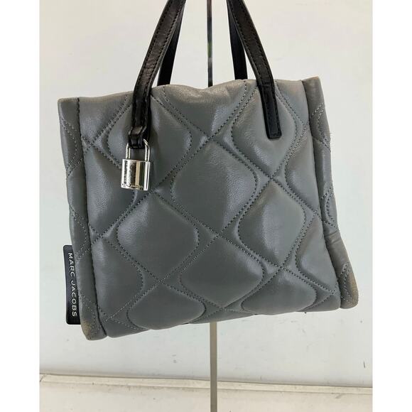 Marc Jacobs Gray & Black Quilted Leather Multi Compartment Convertible Bag - Picture 1 of 7